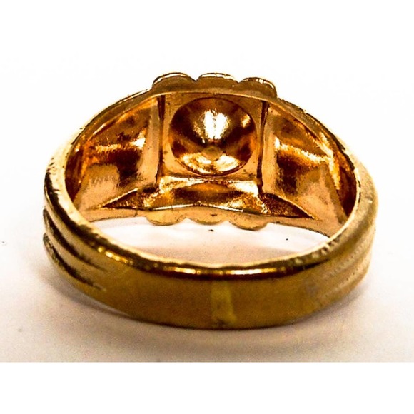 Mens Diamond Rhinestone Engagement Ring , Gold tone Size 10 - Picture 8 of 8